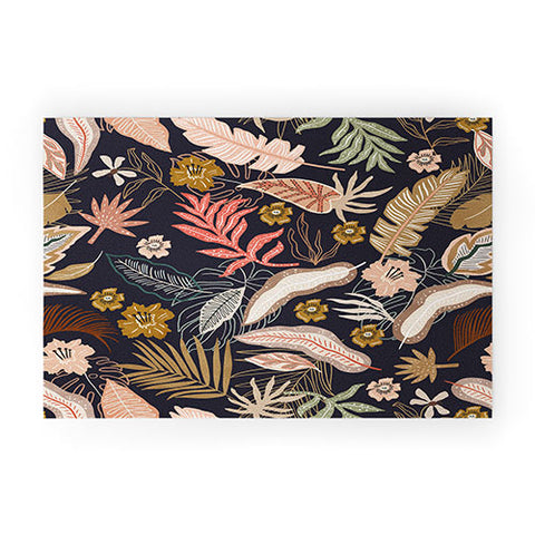 Marta Barragan Camarasa Dark abstract tropical jungle Welcome Mat