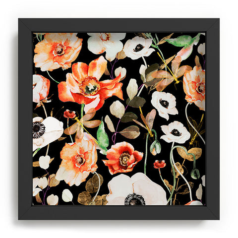 Marta Barragan Camarasa Dark flowery modern meadow Recessed Framing Square