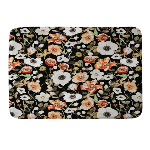 Marta Barragan Camarasa Dark flowery modern meadow Memory Foam Bath Mat