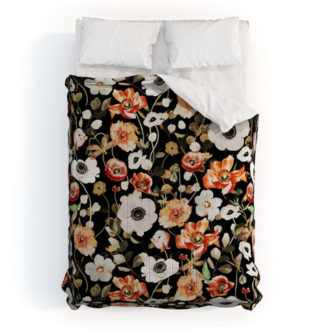 Marta Barragan Camarasa Dark flowery modern meadow Comforter