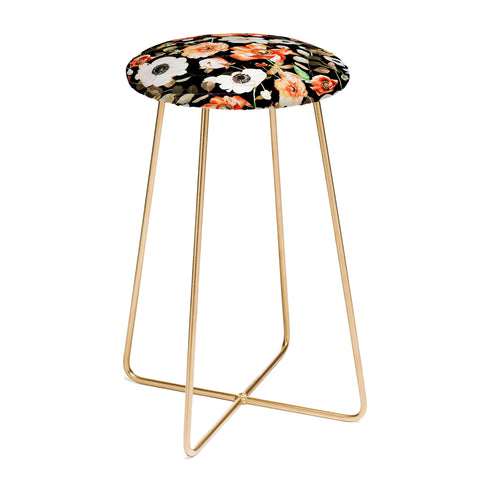 Marta Barragan Camarasa Dark flowery modern meadow Counter Stool