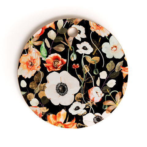 Marta Barragan Camarasa Dark flowery modern meadow Cutting Board Round