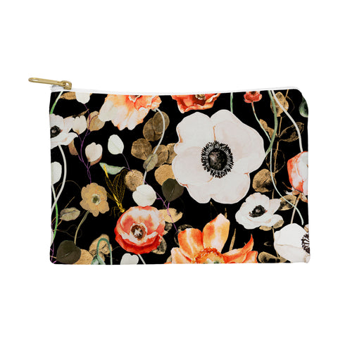Marta Barragan Camarasa Dark flowery modern meadow Pouch