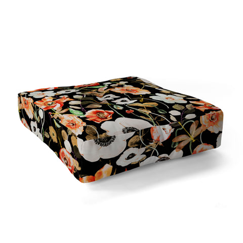 Marta Barragan Camarasa Dark flowery modern meadow Floor Pillow Square