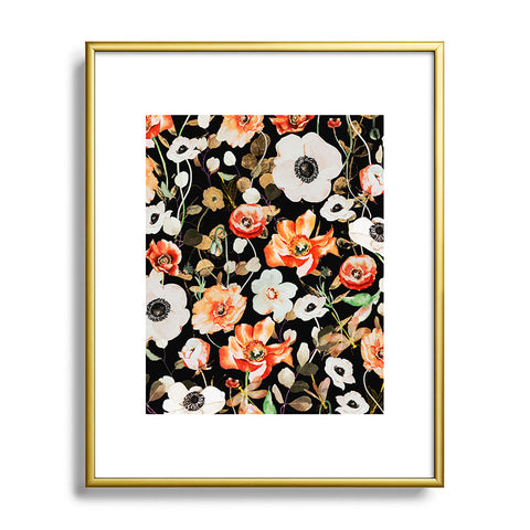 Marta Barragan Camarasa Dark flowery modern meadow Metal Framed Art Print