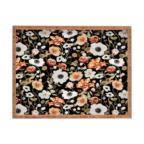 Marta Barragan Camarasa Dark flowery modern meadow Rectangular Tray
