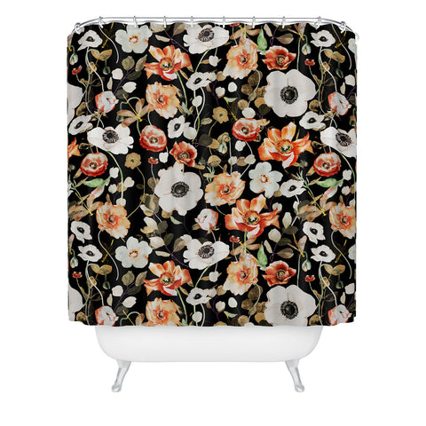 Marta Barragan Camarasa Dark flowery modern meadow Shower Curtain