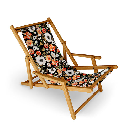 Marta Barragan Camarasa Dark flowery modern meadow Sling Chair