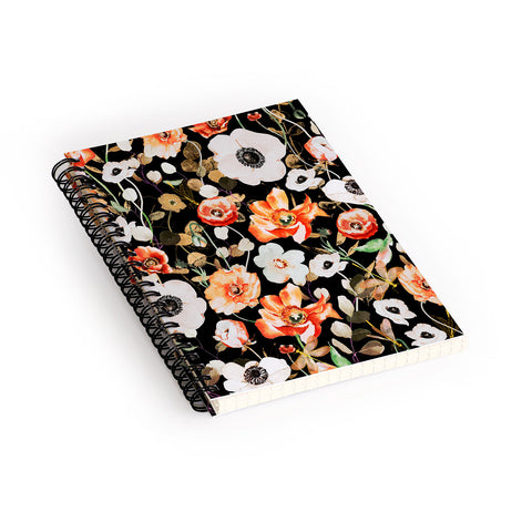 Marta Barragan Camarasa Dark flowery modern meadow Spiral Notebook