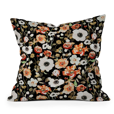 Marta Barragan Camarasa Dark flowery modern meadow Outdoor Throw Pillow