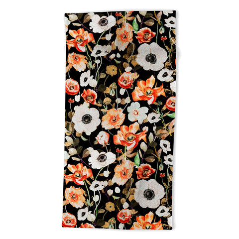 Marta Barragan Camarasa Dark flowery modern meadow Beach Towel