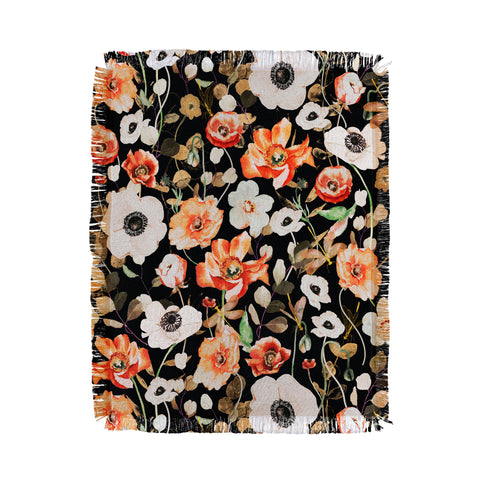 Marta Barragan Camarasa Dark flowery modern meadow Throw Blanket