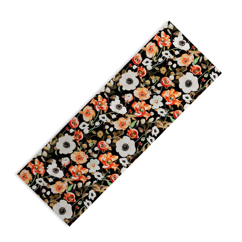 Marta Barragan Camarasa Dark flowery modern meadow Yoga Mat