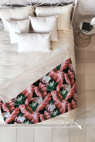 Marta Barragan Camarasa Dark tropical nature 03 Fleece Throw Blanket