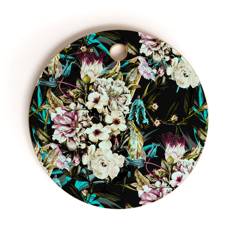 Marta Barragan Camarasa Dark wild floral 01 Cutting Board Round