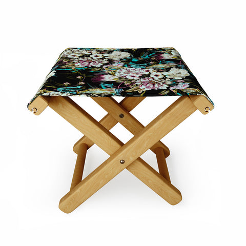 Marta Barragan Camarasa Dark wild floral 01 Folding Stool