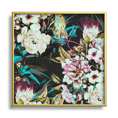 Marta Barragan Camarasa Dark wild floral 01 Square Metal Framed Art Print