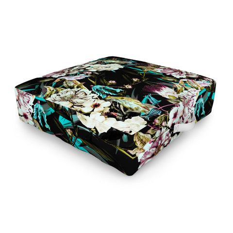 Marta Barragan Camarasa Dark wild floral 01 Outdoor Floor Cushion