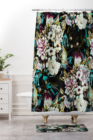 Marta Barragan Camarasa Dark wild floral 01 Shower Curtain And Mat
