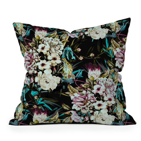 Marta Barragan Camarasa Dark wild floral 01 Throw Pillow