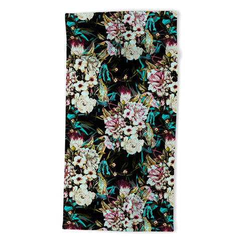 Marta Barragan Camarasa Dark wild floral 01 Beach Towel