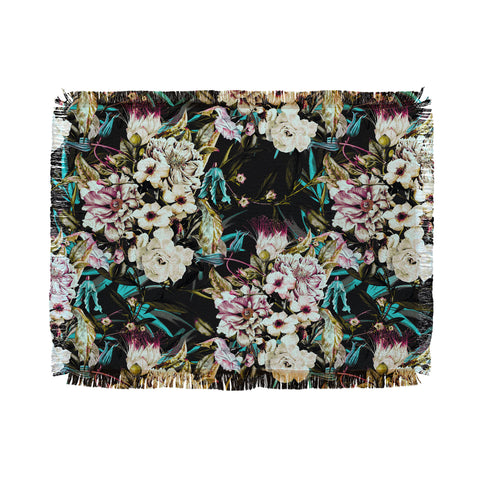Marta Barragan Camarasa Dark wild floral 01 Throw Blanket