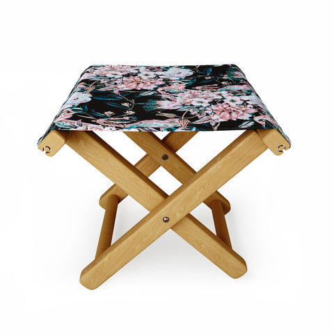Marta Barragan Camarasa Dark wild pink bloom Folding Stool