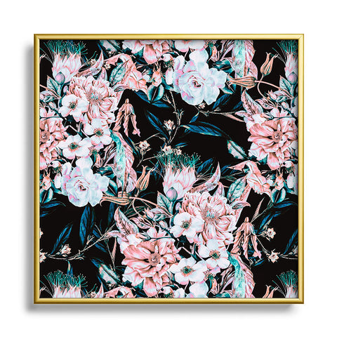 Marta Barragan Camarasa Dark wild pink bloom Square Metal Framed Art Print