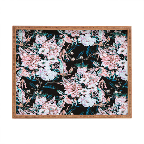 Marta Barragan Camarasa Dark wild pink bloom Rectangular Tray