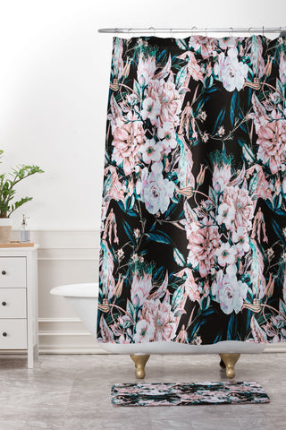 Marta Barragan Camarasa Dark wild pink bloom Shower Curtain And Mat
