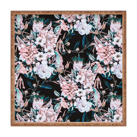Marta Barragan Camarasa Dark wild pink bloom Square Tray
