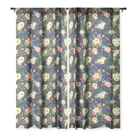Marta Barragan Camarasa Darkness Wildflower Bouquets Sheer Window Curtain