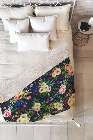 Marta Barragan Camarasa Darkness Wildflower Bouquets Fleece Throw Blanket