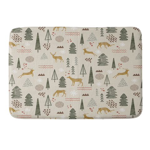 Marta Barragan Camarasa Deer Christmas forest Memory Foam Bath Mat