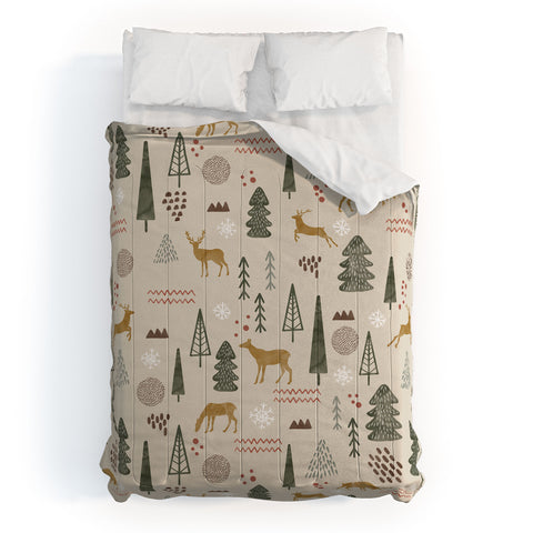 Marta Barragan Camarasa Deer Christmas forest Comforter
