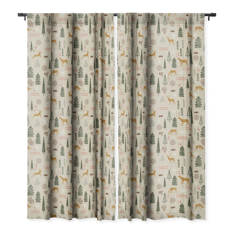 Marta Barragan Camarasa Deer Christmas forest Blackout Window Curtain