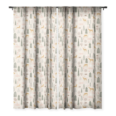 Marta Barragan Camarasa Deer Christmas forest Sheer Window Curtain