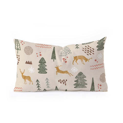 Marta Barragan Camarasa Deer Christmas forest Oblong Throw Pillow