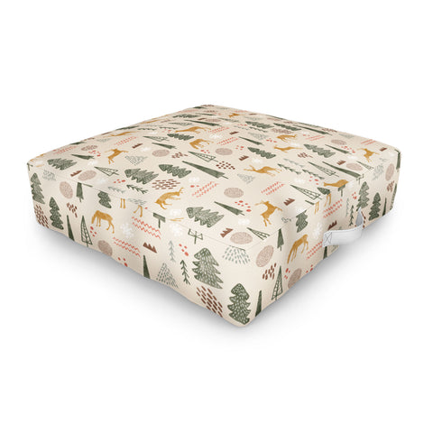 Marta Barragan Camarasa Deer Christmas forest Outdoor Floor Cushion