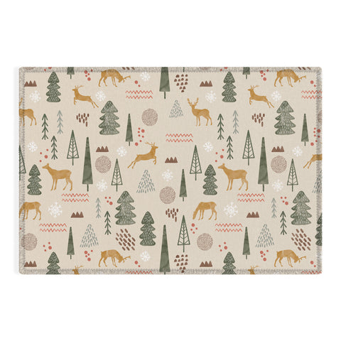 Marta Barragan Camarasa Deer Christmas forest Outdoor Rug