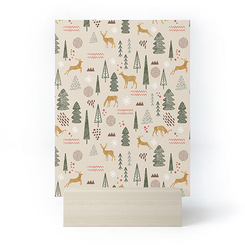 Marta Barragan Camarasa Deer Christmas forest Mini Art Print