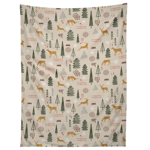 Marta Barragan Camarasa Deer Christmas forest Tapestry