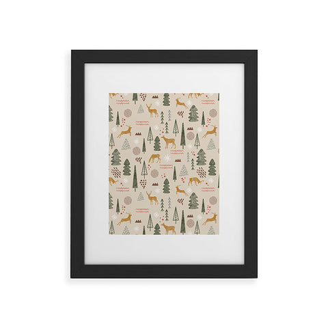 Marta Barragan Camarasa Deer Christmas forest Framed Art Print