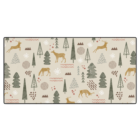Marta Barragan Camarasa Deer Christmas forest Desk Mat