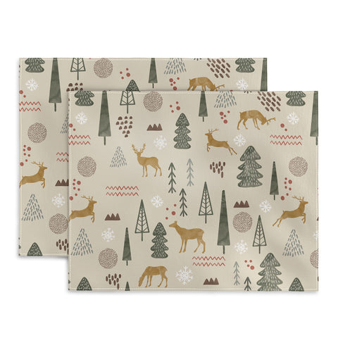 Marta Barragan Camarasa Deer Christmas forest Placemat