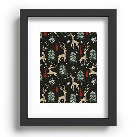 Marta Barragan Camarasa Deer in the snowy night Recessed Framing Rectangle