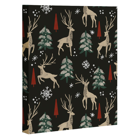 Marta Barragan Camarasa Deer in the snowy night Art Canvas