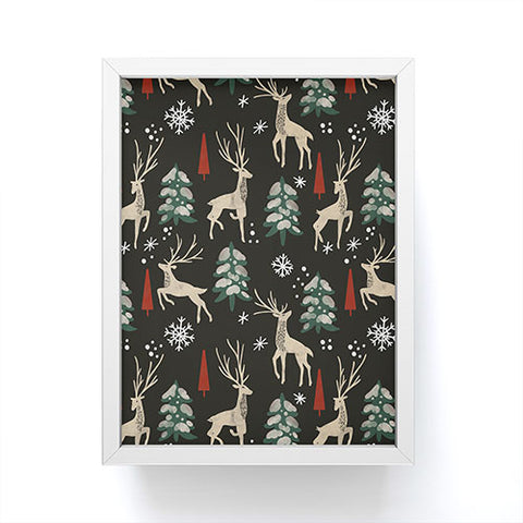 Marta Barragan Camarasa Deer in the snowy night Framed Mini Art Print
