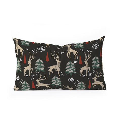 Marta Barragan Camarasa Deer in the snowy night Oblong Throw Pillow