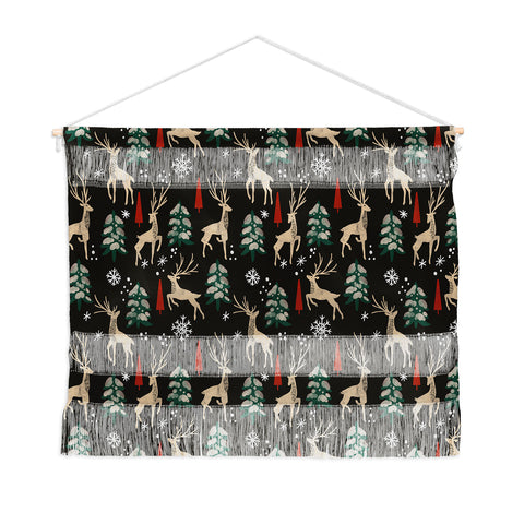 Marta Barragan Camarasa Deer in the snowy night Wall Hanging Landscape